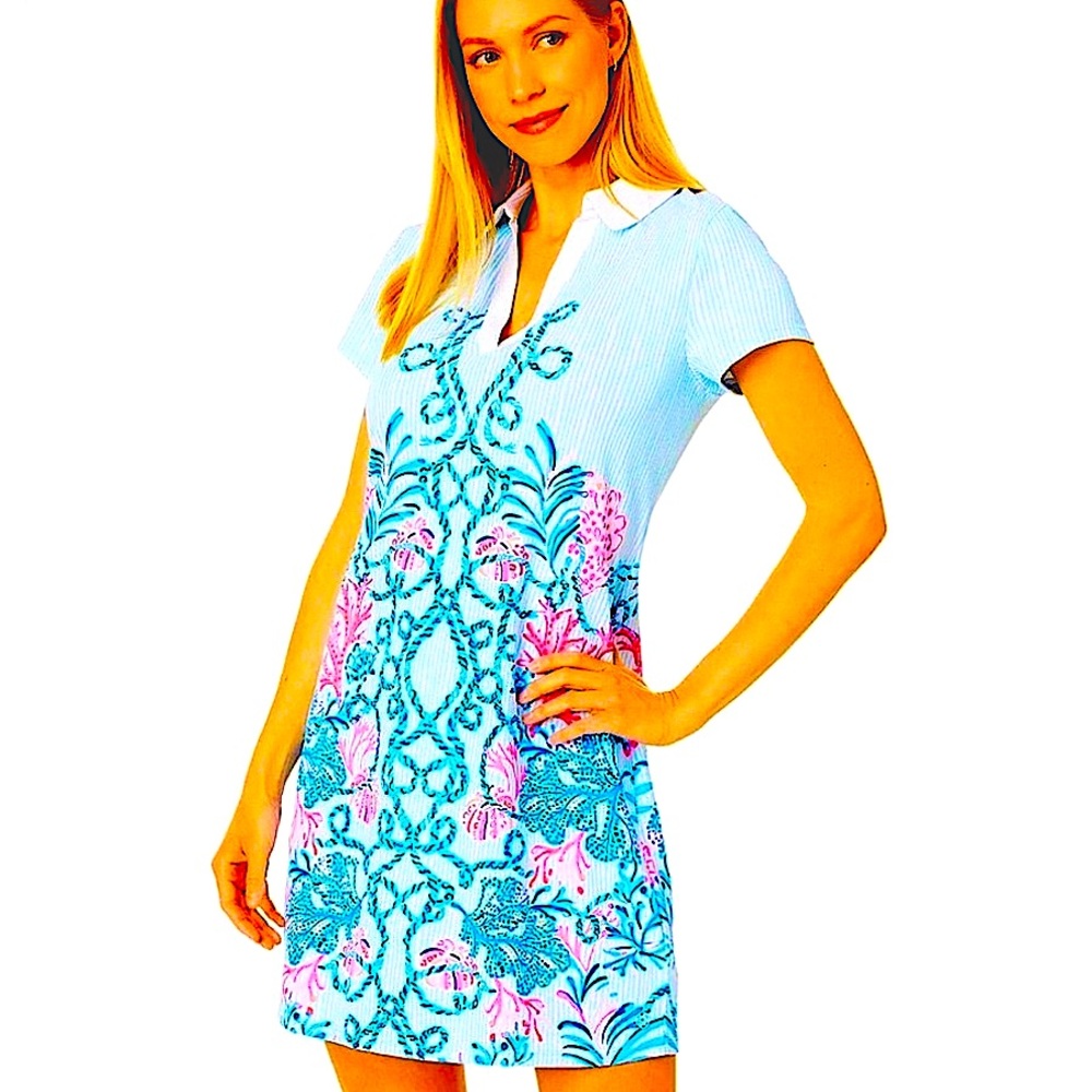 NWT Lilly Pulitzer Luxletic Cayo Costa Dress UPF50+ Multi Naut Today Size S